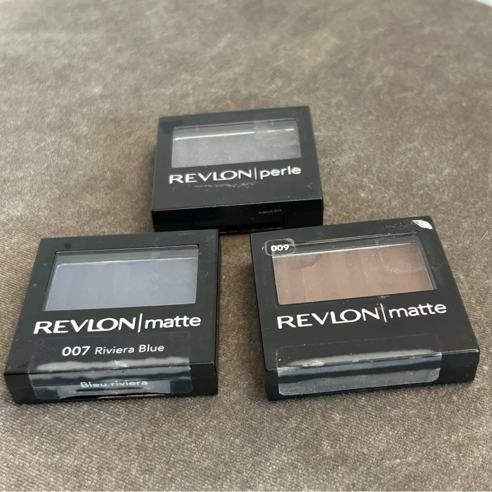 Revlon Matte Perle Eyeshadow Trio Riviera Blue Rich Sable Brown Black Galaxy - Picture 2 of 7